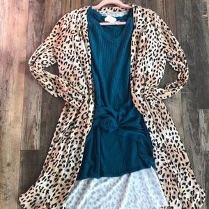 Long leopard cardigan duster